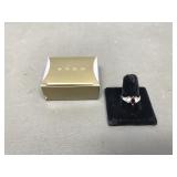 Sterling Silver Garnet Marquis Ring Sz 8