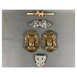 Art Nouveau Belt Buckle, Art Deco Dress Clips