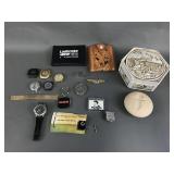 Vtg State Of Michigan Badge, Avon Duck Trinket Box