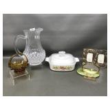 Vtg Corningware Casserole, Cristal D'arques Pitchr