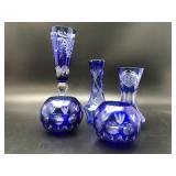 Vintage Bohemian Cobalt Vases, Bowls & More