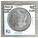1921-D Morgan Silver Dollar 90% Silver Coin
