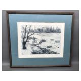 Hungarian Snowy Winter Landscape Signed Art Print