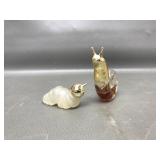 Vtg Avon Mini Snail Perfume Bottle & Caterpillar