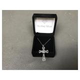 Avon Sterling Silver Diamond Tested Cross Necklace