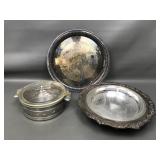 Silver Plate Etched Holders + Glass Pyrex Dishes