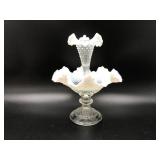 Vtg Fenton Art Glass Diamond Lace Epergne