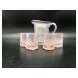 Fenton Daisy & Button Art Glass Pitcher & Glasses