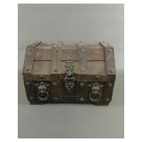 Vintage Gothic Metal & Wooden Chest Jewelry Box