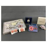 Vtg Iridescent Carnation Flower Brooch & More!