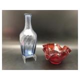 Rare Vileroy & Boch Glass Vase & Handblown Bowl