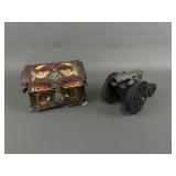Antique? Handmade Footed Trinket Container &