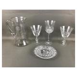 Byrdes Crystal Coaster, Depression Era Pitcher &