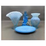 Vtg Fenton Hobnail Bud Vases & Boyds Glass Art