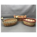 Vintage lemon ceramic handle wicker basket & more
