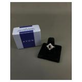Avon Sterling Silver Filigree Garnet Ring Sz 8