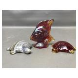 Boyd Art Glass Glowing Amberina Turtle & More
