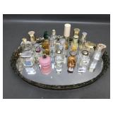 Vtg Brass Boudoir Mirror & Avon Perfume Bottles