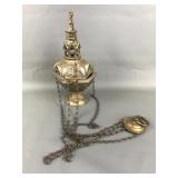 Hanging Gothic Style Brass Stained Glass Censer