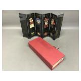 Lacquered Wood Chinese Folding Screen Peking Opera