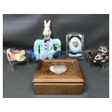 12in Hand-painted Anthropomorphic Ceramic Bunny&