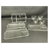 Vtg Hazel Atlas Punch Cups & Serving Dishes, 7 Pc