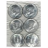 Lot of (6) Kennedy Half Dollar Coins
