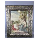 Antique needlepoint embroidery of Jesus blessing