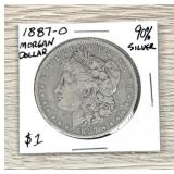 1887-O Morgan Silver Dollar 90% Silver Coin