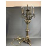 Vintage Ornate Brass Footed Lamp