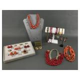 Vtg Cluster Necklaces & Warm Tones Costume Jewelry