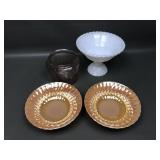 Fire King Lusterware Bowls, Milkglass Footed Bowl