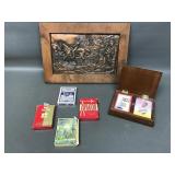 Vtg Hammered Western Copper Relief & Vintage Poker