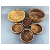 Vtg. Mid-century Modern Wooden Salad Bowl Set