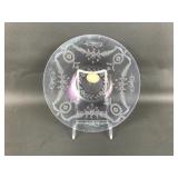 T. G. Hawkes Etched Iridescent Glass Compote