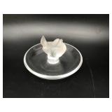 Signed Glass Lalique Bird Ring Dish