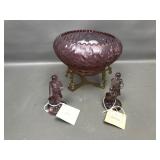Vtg Fenton Dusty Rose Glass Bowl + Boyds Glass