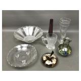 Vtg Hand-blown Glass Paperweight & Pen Holder