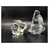Vintage Glowing Clear Art Glass Bunnies