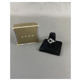 Sterling Silver Black Sapphire Cocktail Ring Sz 8