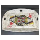 Vintage Indonesian Serving Tray Queen Of Hearts
