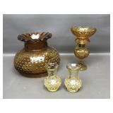L.g. Wright Mini Oil Lamp & Hobnail Lamp Shade