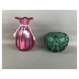 Fenton Green Moss Bowl & Rossi Glass Vase + More