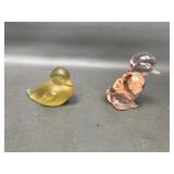 Vtg Fenton Art Glass Peach Pink Duckling + Frosted
