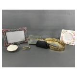 Vintage Vanity Mirror Tray, Clam Shell Box & More