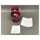 Vtg Fenton Cranberry Opalescent Glass Messenger Ex