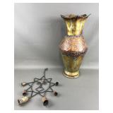 Decorative Hammered Vase & Sun Windchime