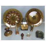 Block Crystal Glass Art Purse +amber Indiana Glass