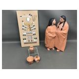 Vtg Nova-5 Handcast Native American Couple Statue