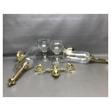 Vtg Brass Wall Sconces, Glass Candleholders & More